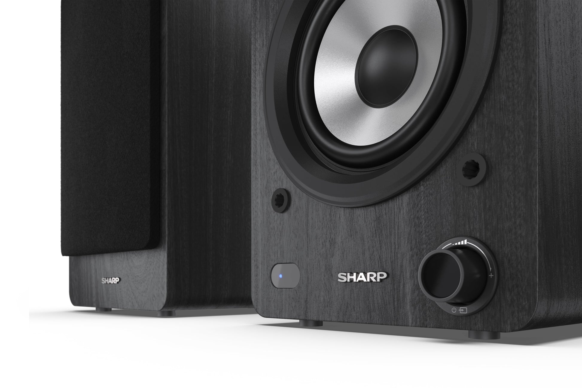 Sharp CP-SS30 – Aktiv-Regallautsprecher – Bluetooth 5.0, 60 W, RCA, 3,5 mm Klinke, Schwarz