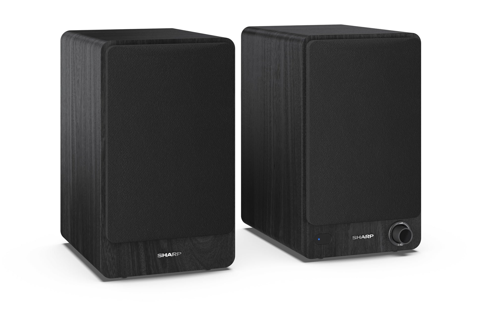 Sharp CP-SS30 – Aktiv-Regallautsprecher – Bluetooth 5.0, 60 W, RCA, 3,5 mm Klinke, Schwarz
