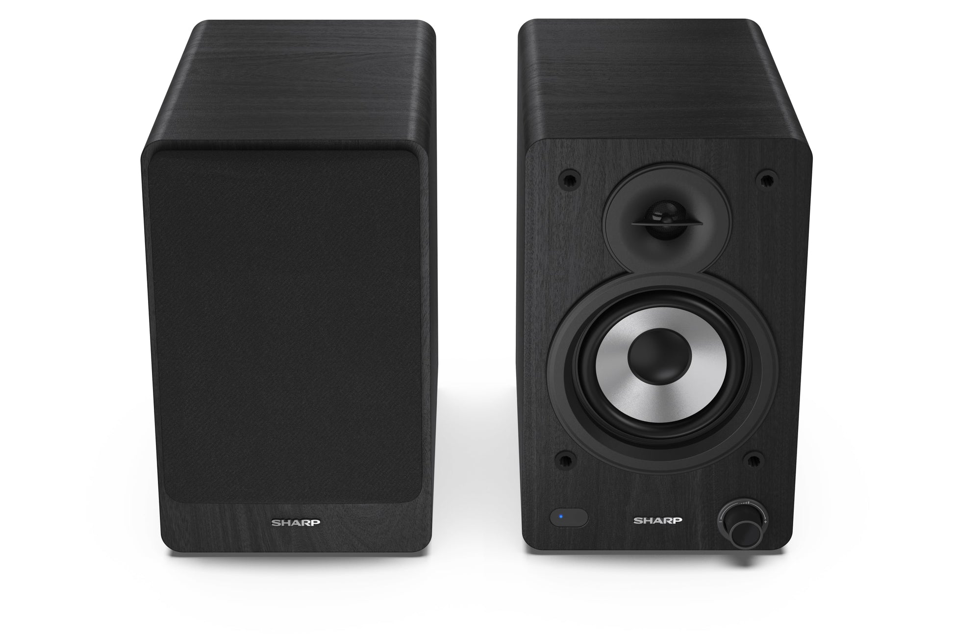 Sharp CP-SS30 – Aktiv-Regallautsprecher – Bluetooth 5.0, 60 W, RCA, 3,5 mm Klinke, Schwarz