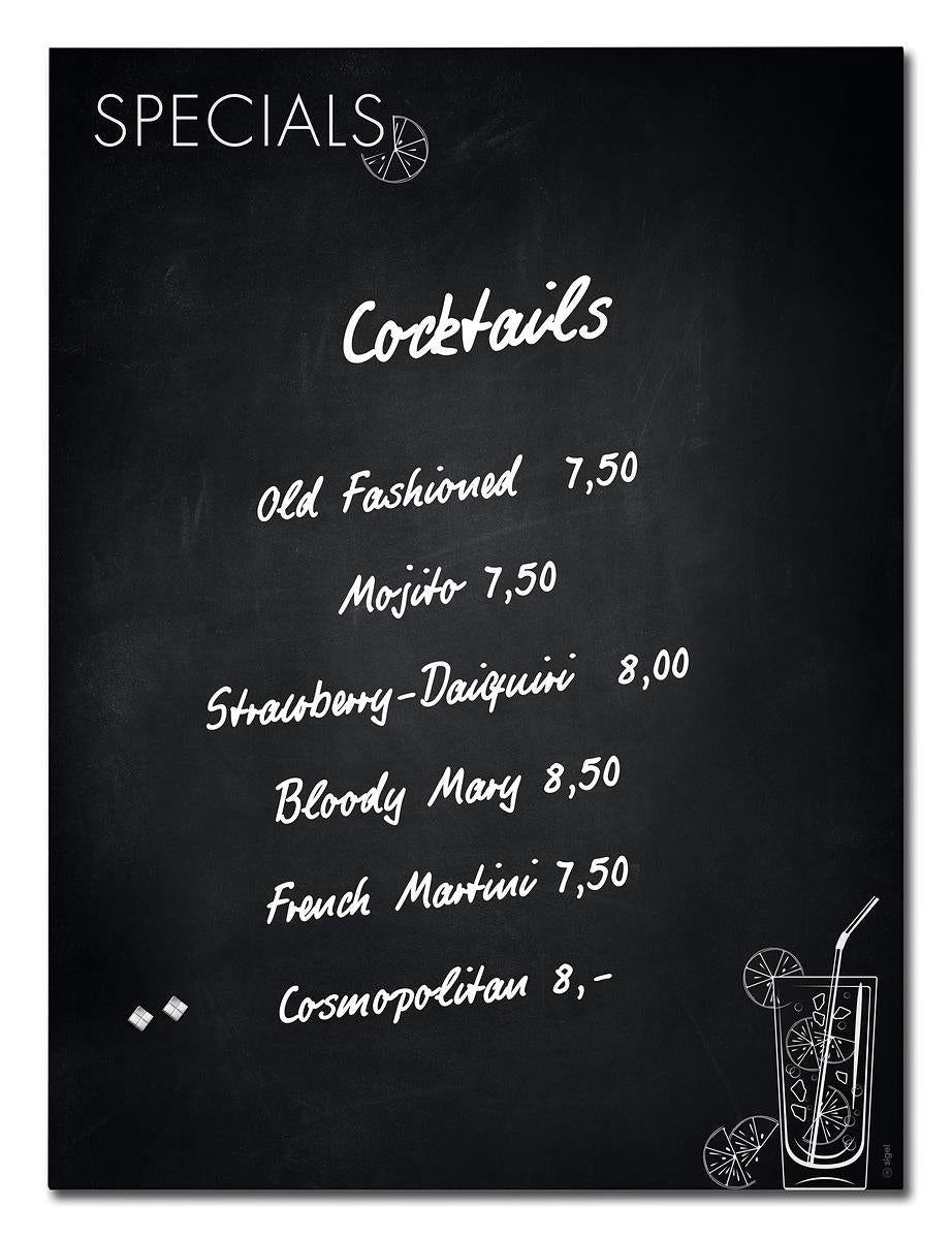 Sigel Whiteboard – 90 × 120 cm, Glas, magnetisch, Wandmontage, inkl. Magnete, Montagesatz