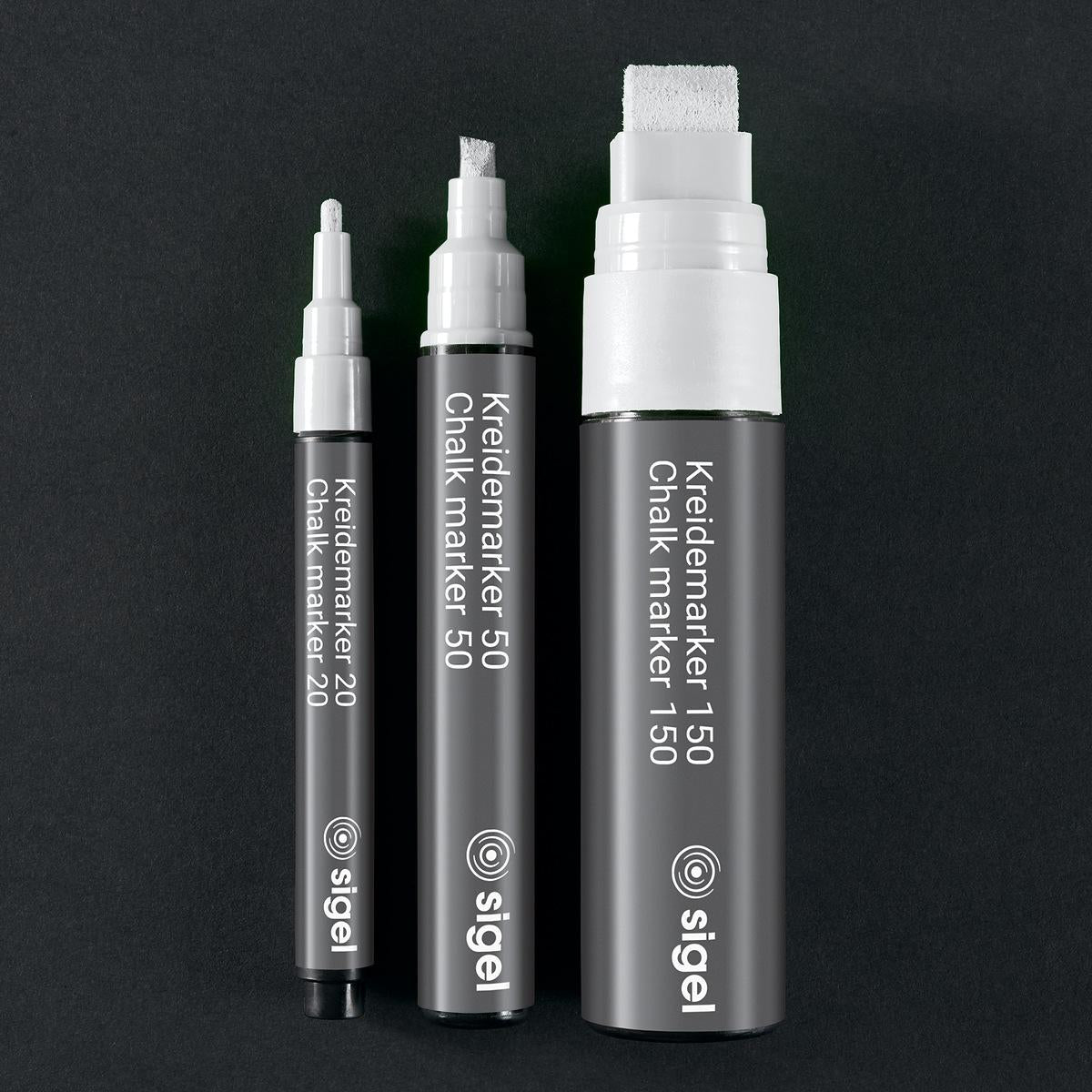 Sigel BA176 Kreidemarker – Rund/Keil 1–5 mm – 2er-Set, Weiss