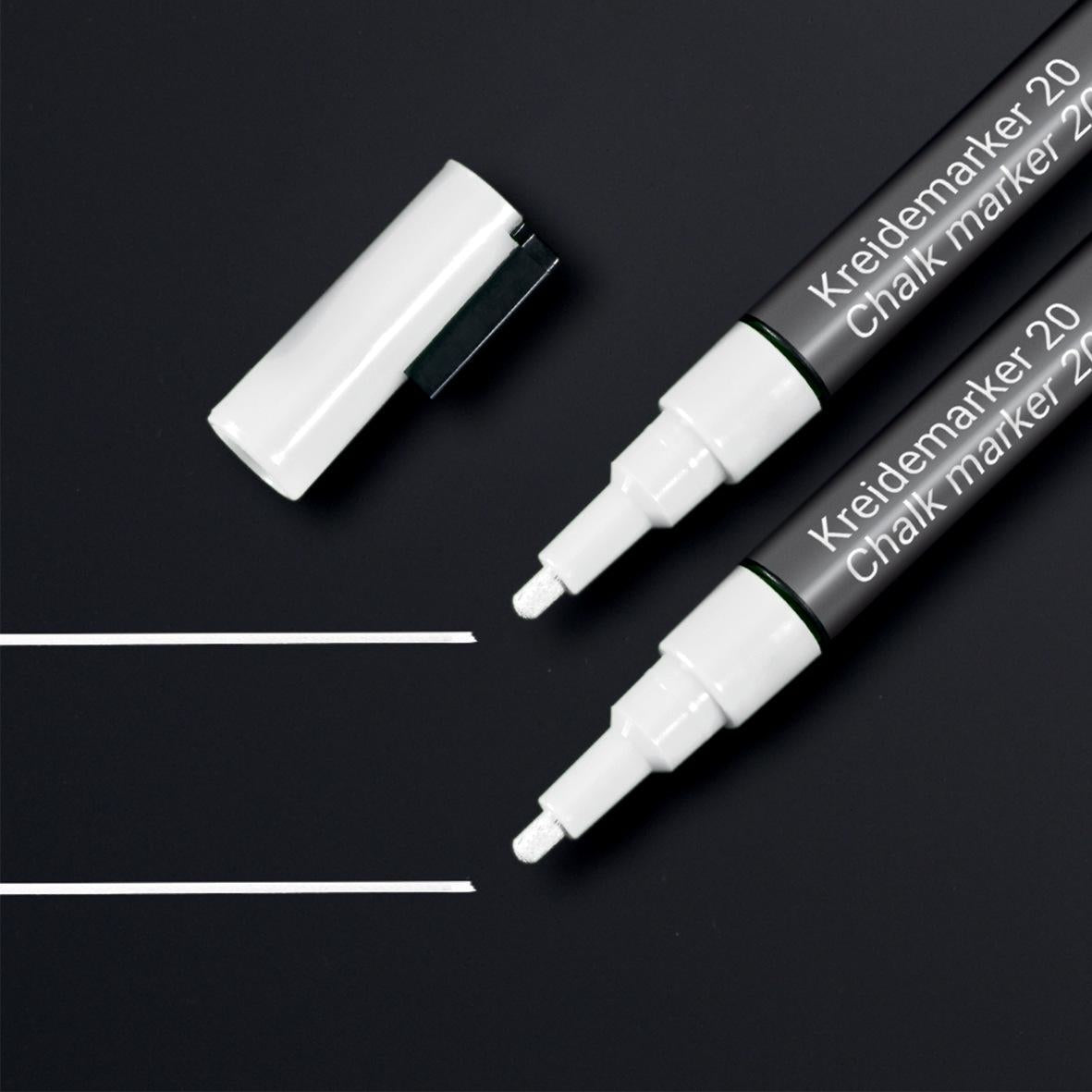 Sigel BA178 Kreidemarker – Rund 1–2 mm – 2er-Set, Weiss, für Glas/Spiegel