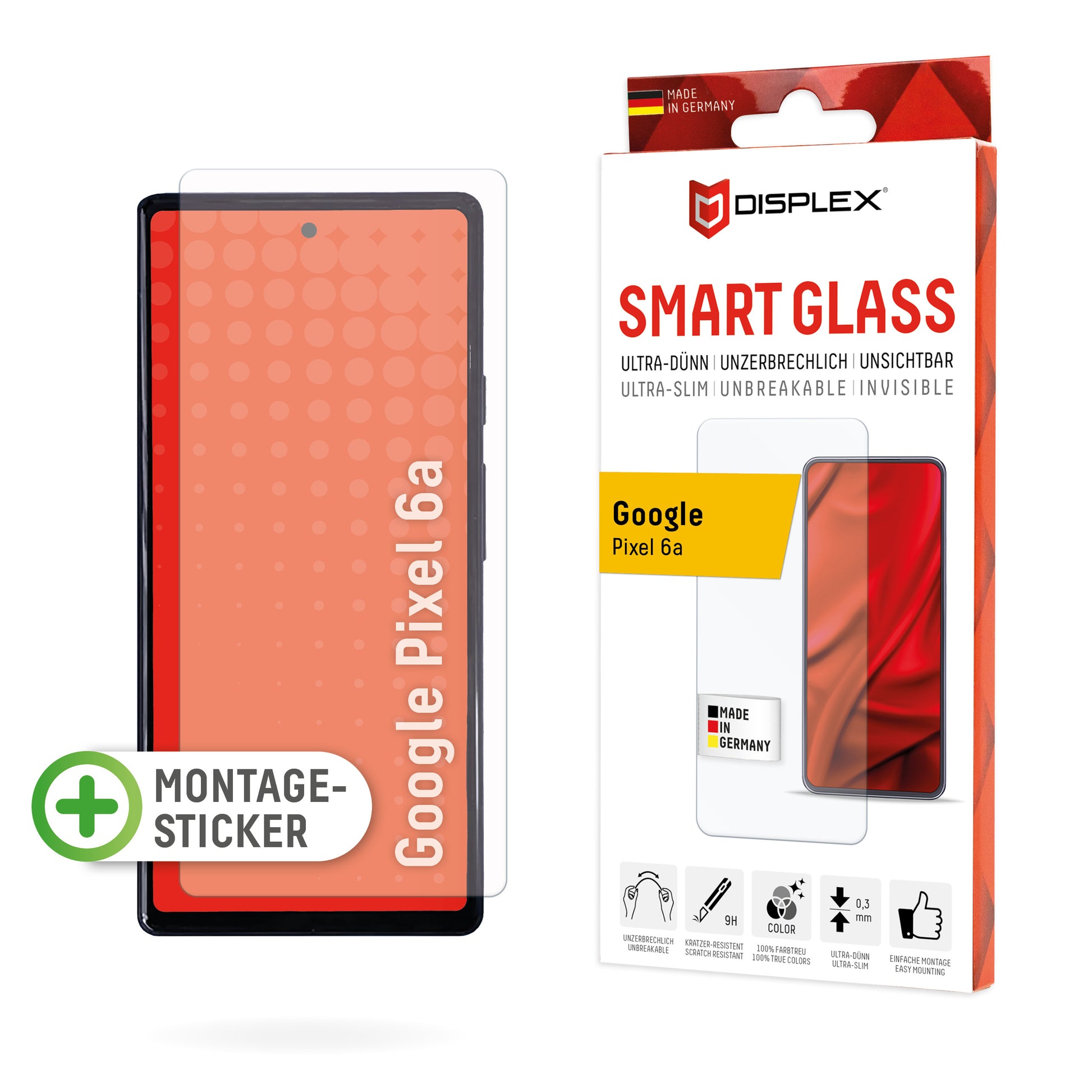 Displex Displayschutz (Panzerglas), 9H – für Pixel 6a
