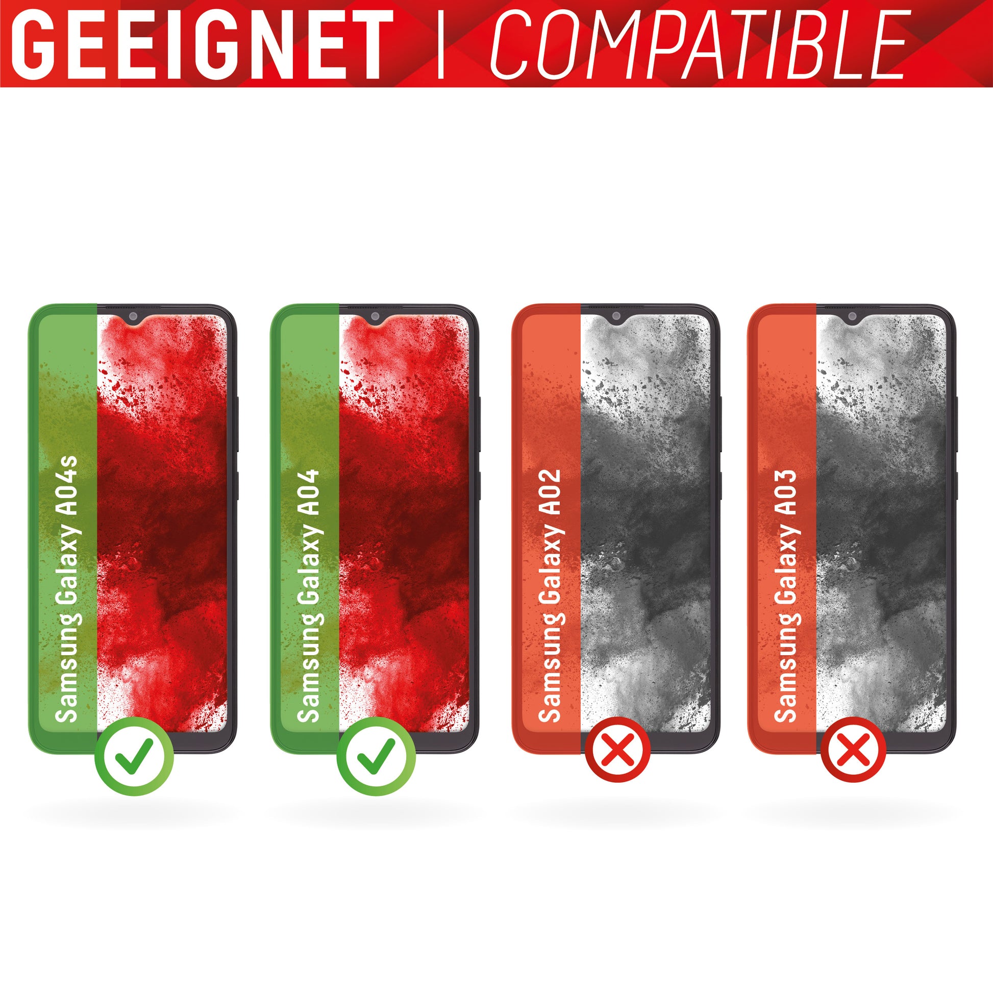 Displex Displayschutz (Panzerglas), Hüllenfreundlich – für Galaxy A04/A04s – mit Applikator