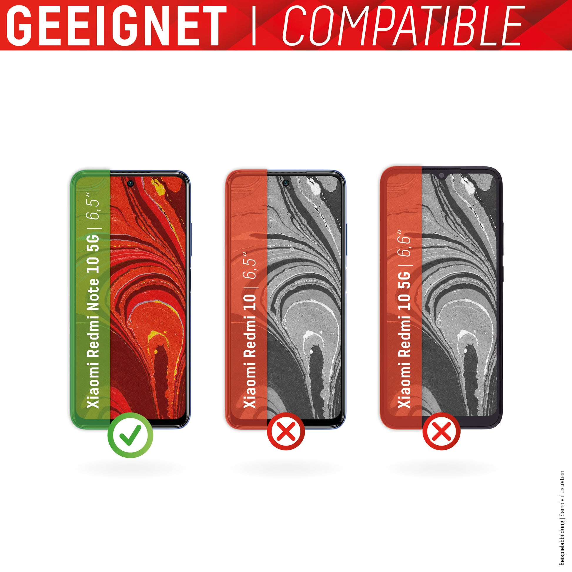 Displex Displayschutz (Panzerglas), 10H – für Redmi 10 5G – mit Applikator