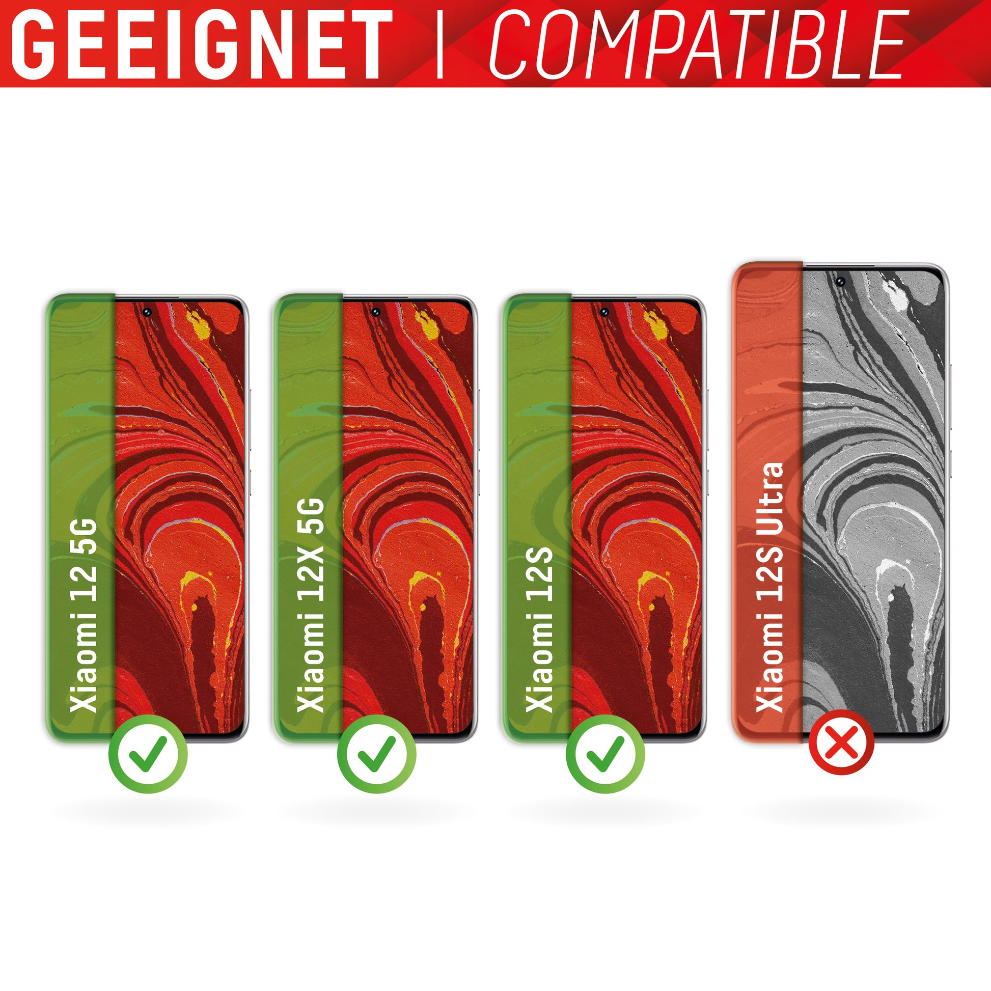 Displex Displayschutz (Panzerglas), Full Cover – für Xiaomi 12 5G/12X 5G/12S – mit Applikator