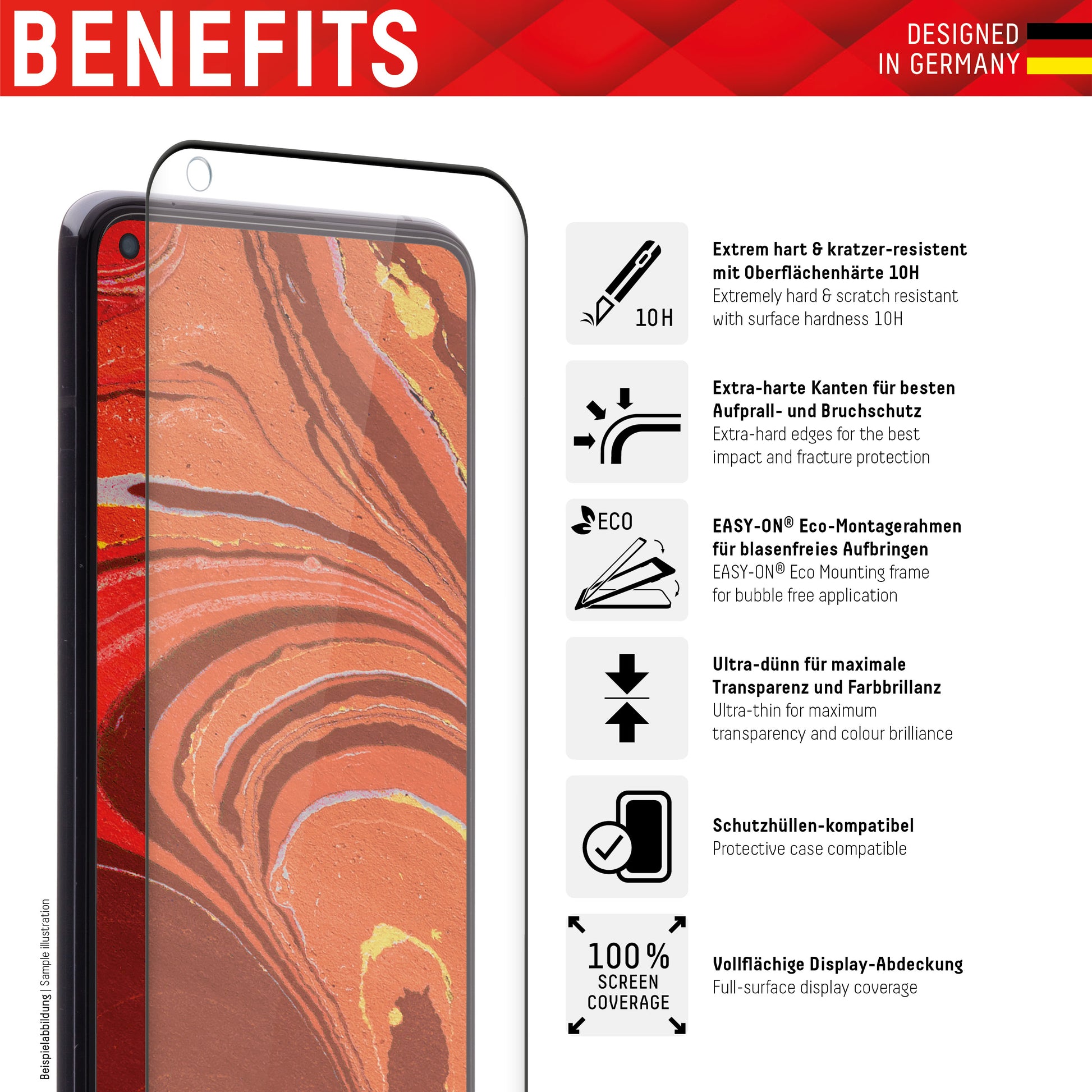 Displex Displayschutz (Panzerglas), Full Cover – für Xiaomi 12 5G/12X 5G/12S – mit Applikator