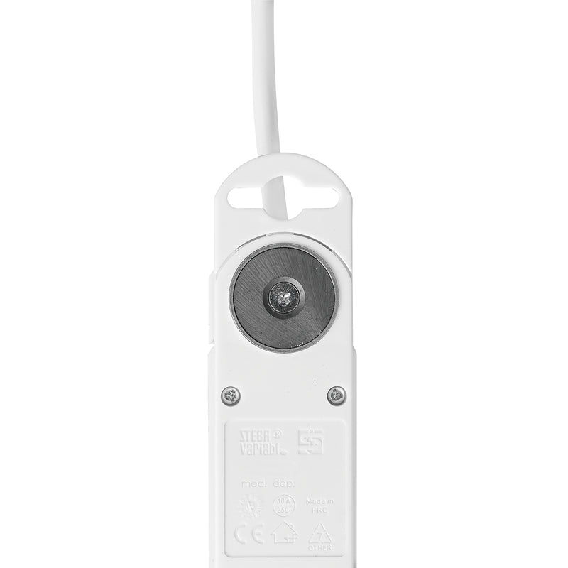 Steffen VARIABL Steckdosenleiste, 8×T13, 3 m, IP20, Stecker T12, Magnet – weiss