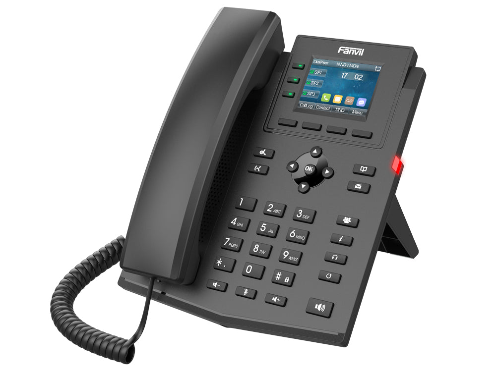 Fanvil X303-2 – IP-Telefon, 4 SIP-Konten, 2,4", Gigabit, PoE, Schwarz