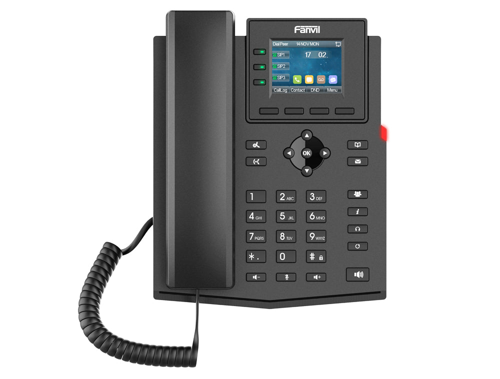 Fanvil X303-2 – IP-Telefon, 4 SIP-Konten, 2,4", Gigabit, PoE, Schwarz