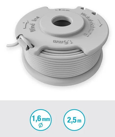 Gardena Ersatzfadenspule 1,6 mm × 2,5 m Nylon – 1 Stk – für Rasentrimmer