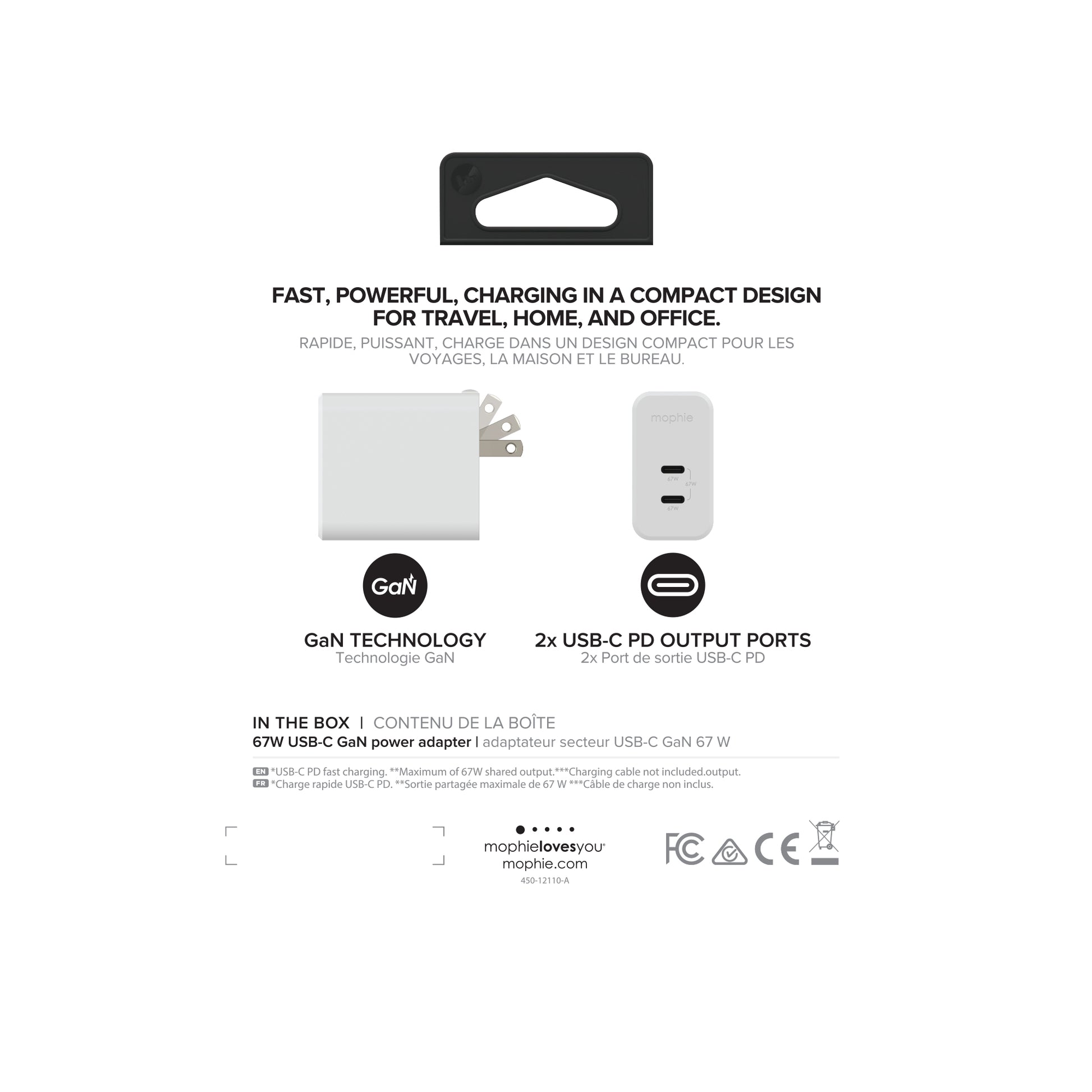 mophie Netzteil (US) – 67 W, 2× USB-C, PD, GaN