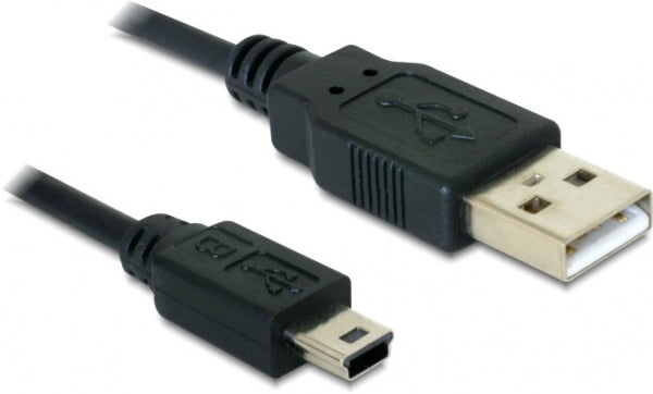 DeLOCK USB-A auf Mini-USB-B Kabel – USB 2.0 (480 Mbit/s) – 1 m – Schwarz – für Digitalkameras und externe 2,5 HDDs