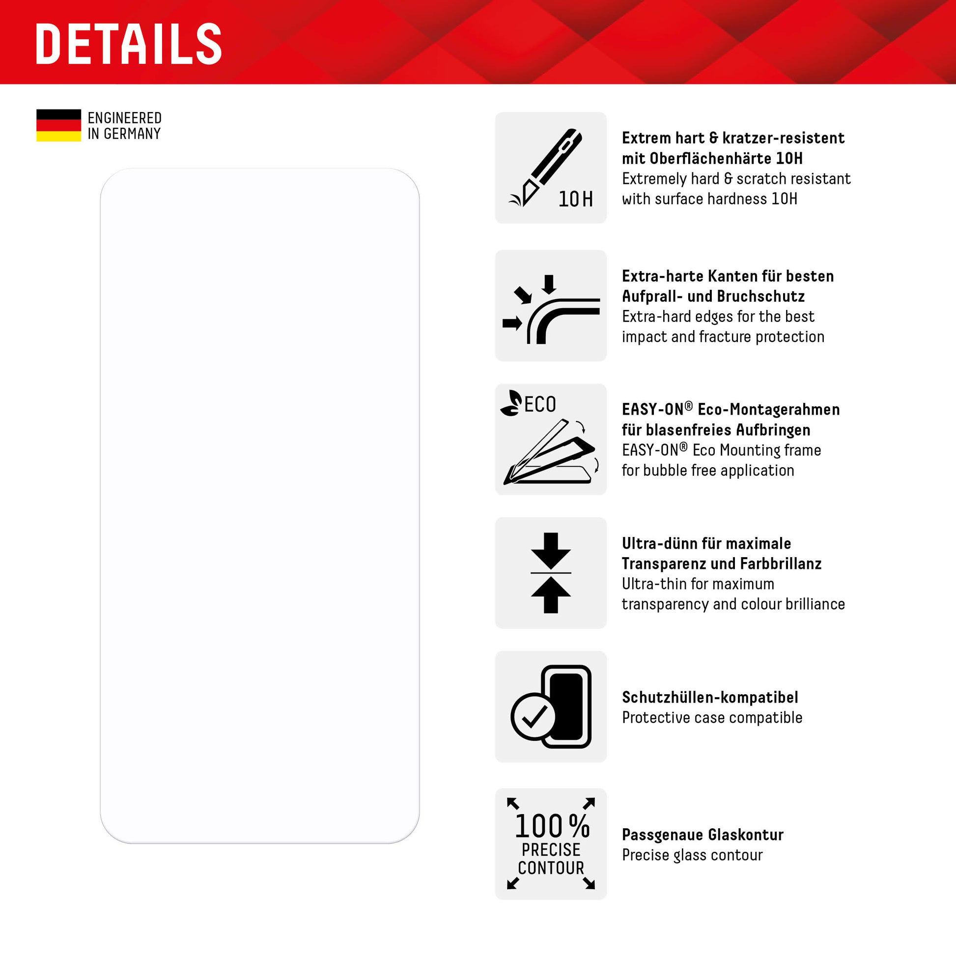 Displex Displayschutz (Panzerglas), 10H – für Galaxy S22/S23 – mit Applikator