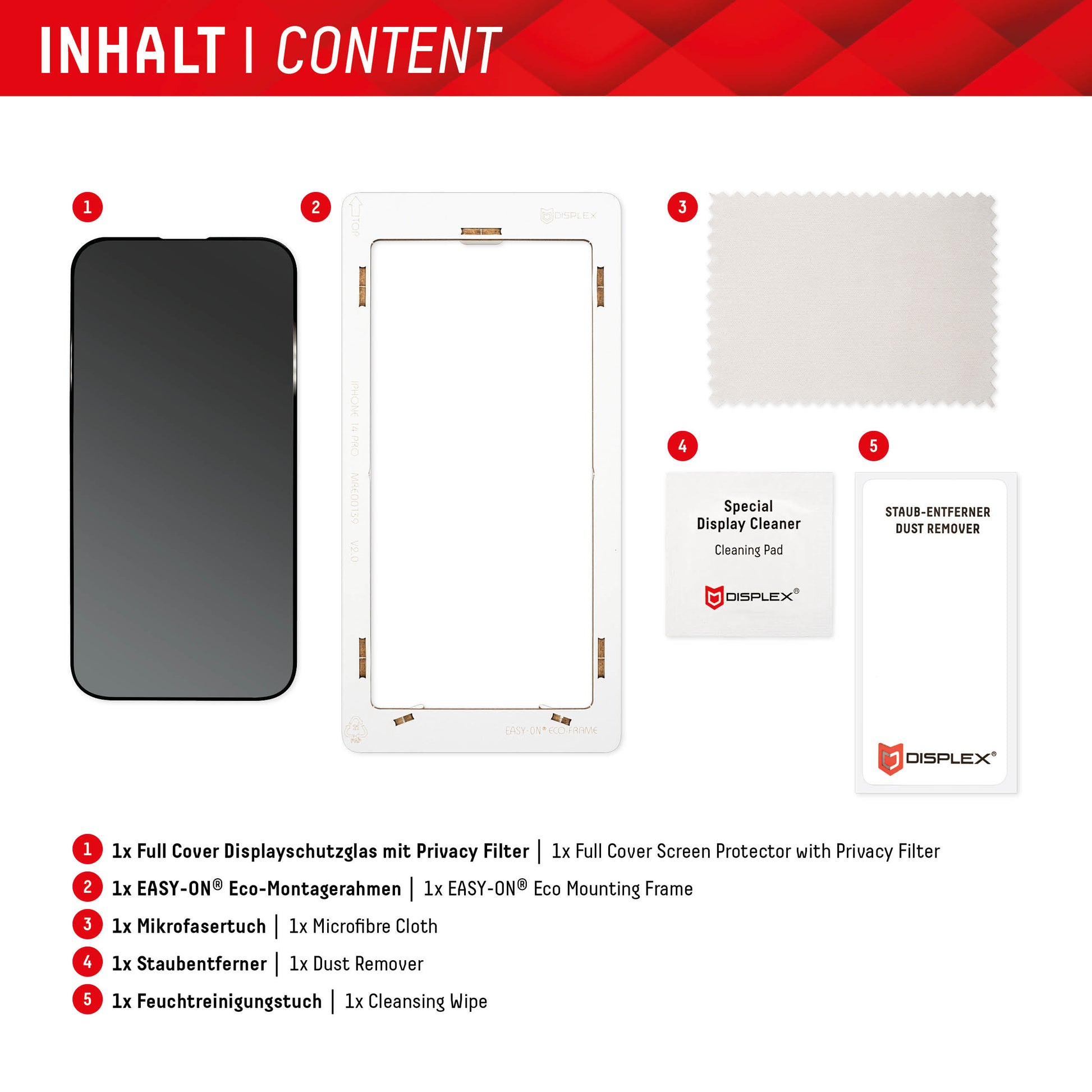 Displex Privacy-Filter (Panzerglas), 10H – für Galaxy S22/S23 – mit Applikator