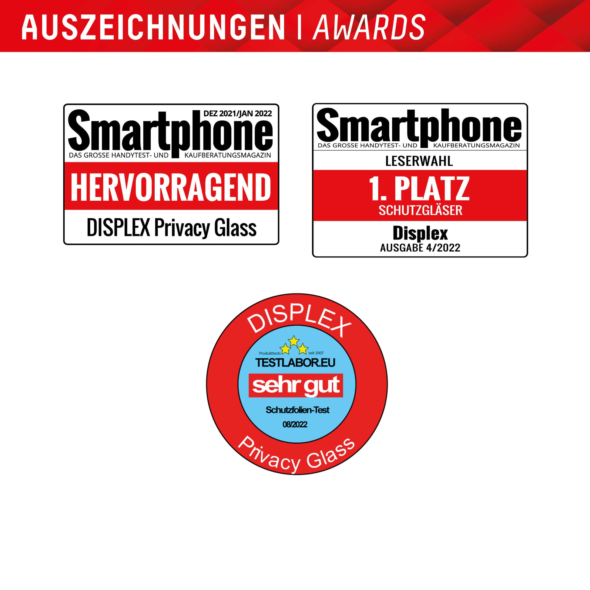 Displex Privacy-Filter (Panzerglas), 10H – für Galaxy S22/S23 – mit Applikator
