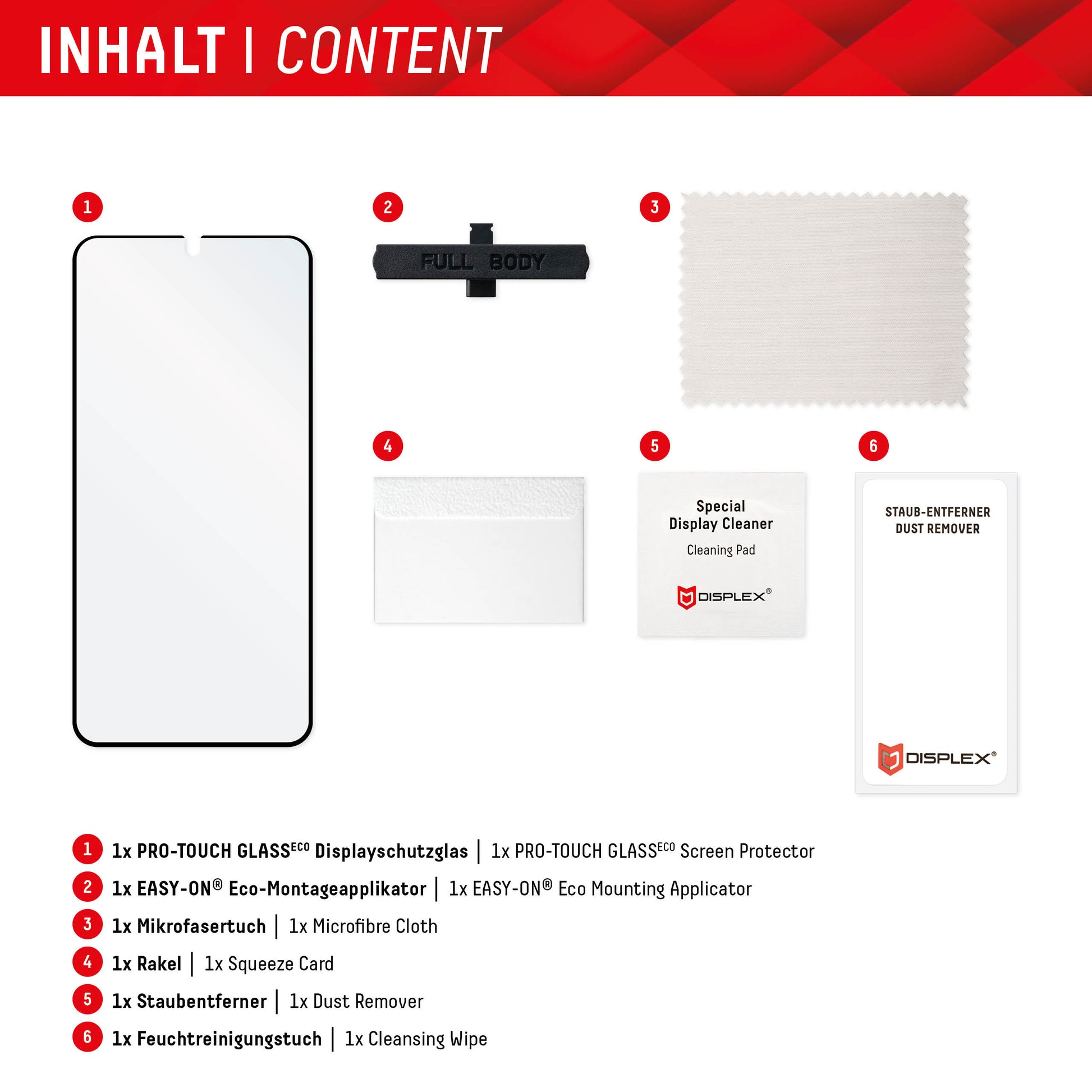 Displex Displayschutz (Panzerglas), Full Cover – für Galaxy S22+/S23+ – mit Applikator