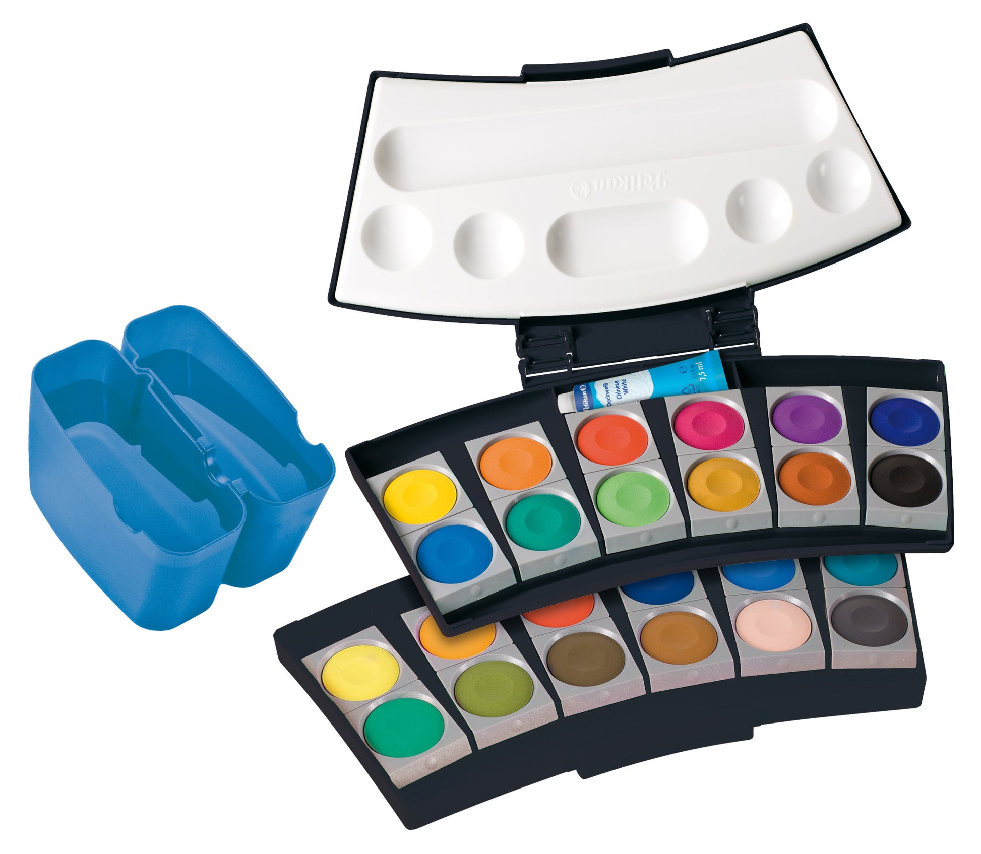 Pelikan ProColor 735 Deckfarbkasten – 24 Farben, 24×3,5 ml (84 ml) + 7,5 ml Deckweiss – für Kinder