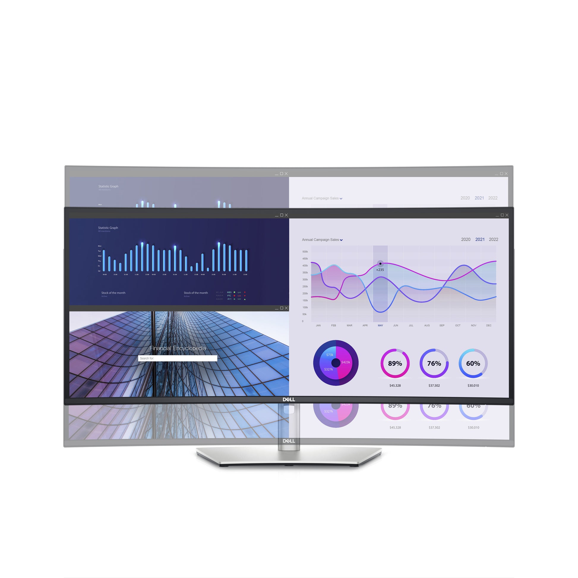 DELL U3423WE – Monitor, 34,1", IPS, 60 Hz, 300 cd/m², USB-C, KVM, Curved, VESA 100 × 100, Silber