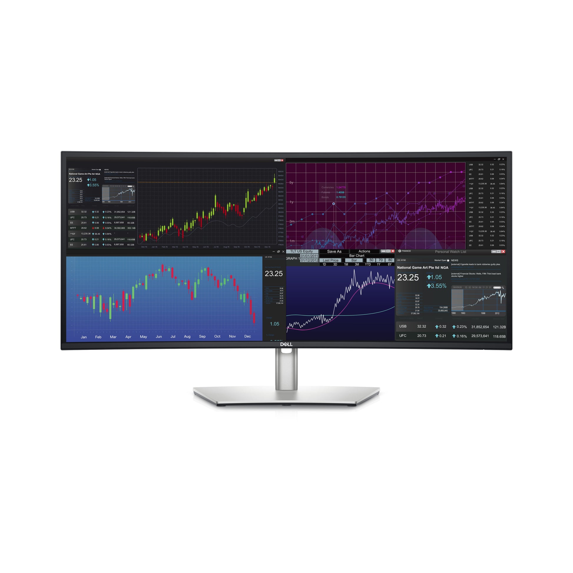 DELL UltraSharp U3423WE – Monitor, 34,1", IPS, 60 Hz, 300 cd/m², KVM, USB-C, VESA 100 × 100, Silber