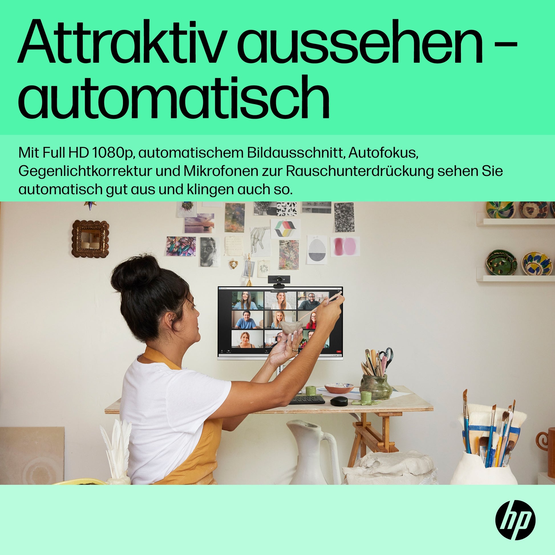HP 620 Full HD-Webcam – 1080p, 60 fps, USB, Clip, Schwarz