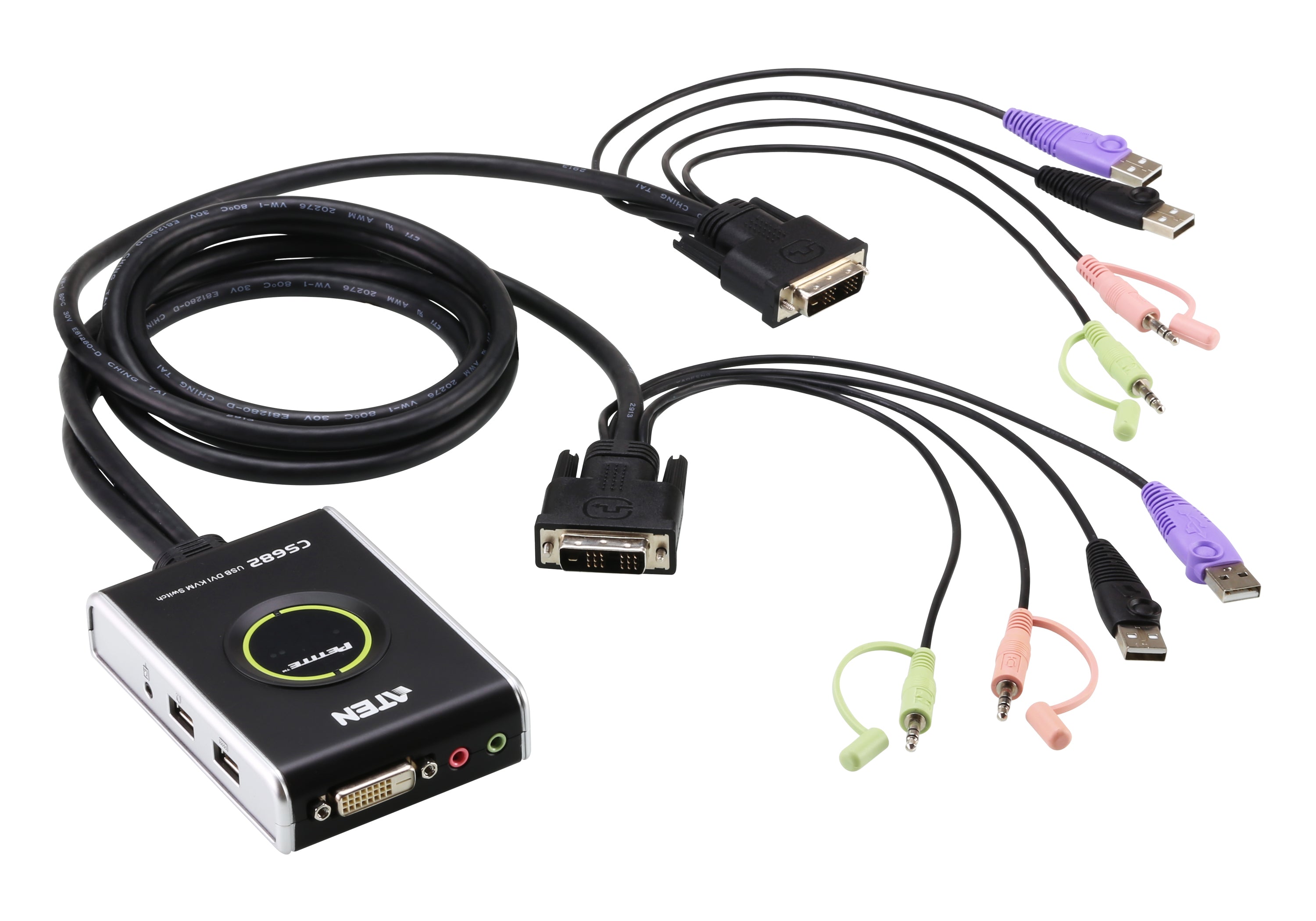 ATEN CS682 – KVM-Switch 2×1, DVI-D/USB 2.0, WUXGA (1920 × 1200), Audio, für Windows, Linux, Mac