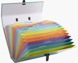 Exacompta Aquarel Fächermappe A4 – 18 Fächer, Clip-Verschluss, Karton, Grün