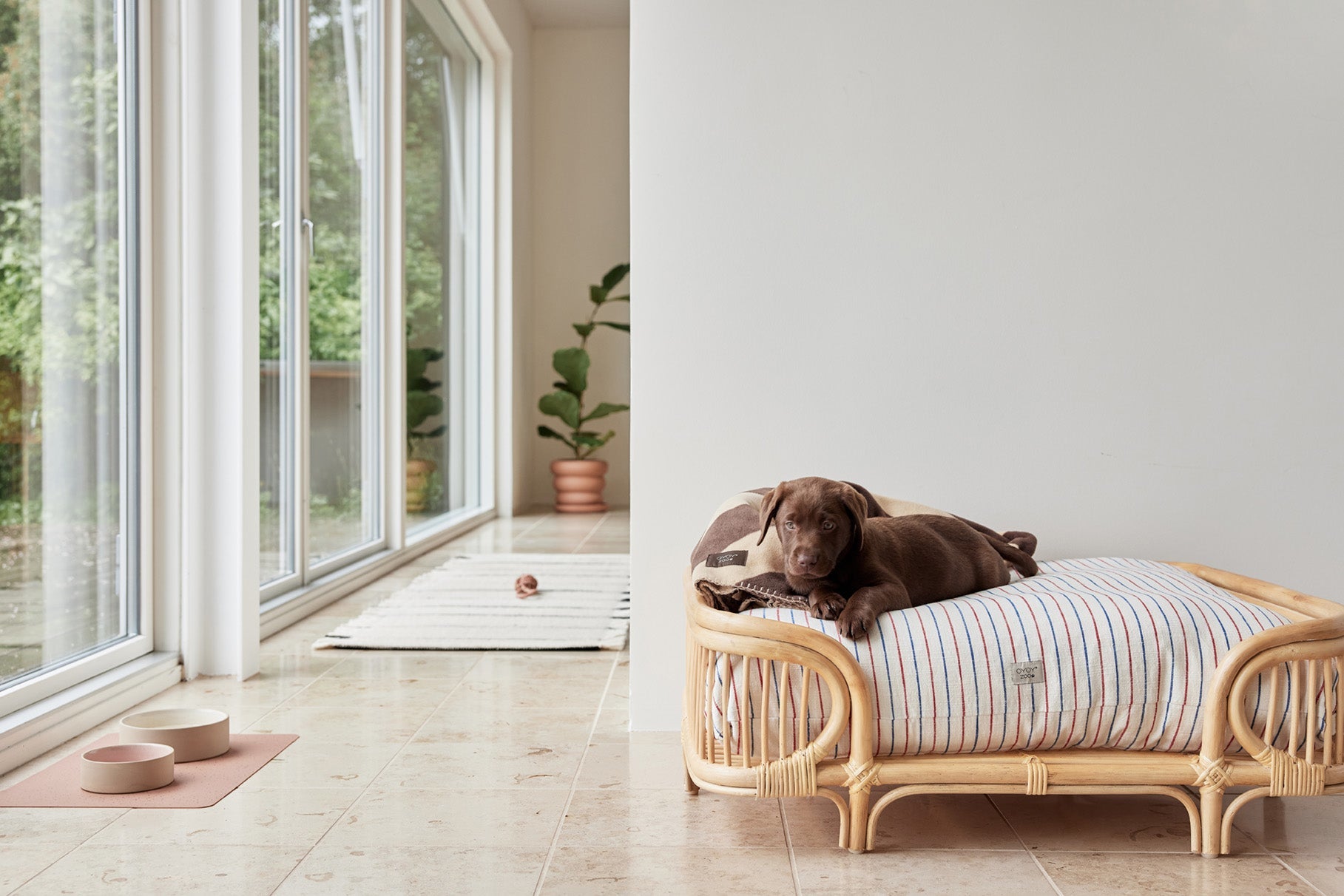 OYOY Otto Hundebett M – 55 × 69 × 30 cm – Rattan – beige