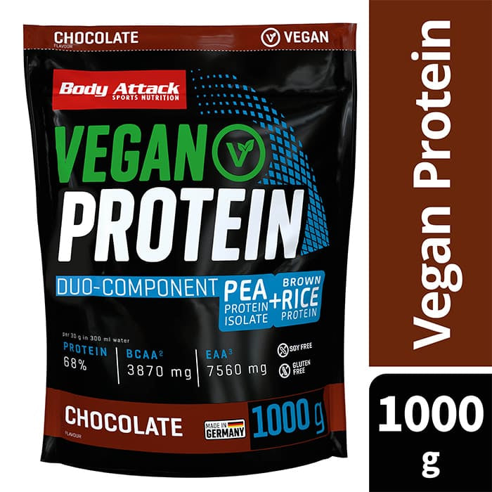 Body Attack Vegan Protein Schokolade – glutenfrei, vegan – 1 kg