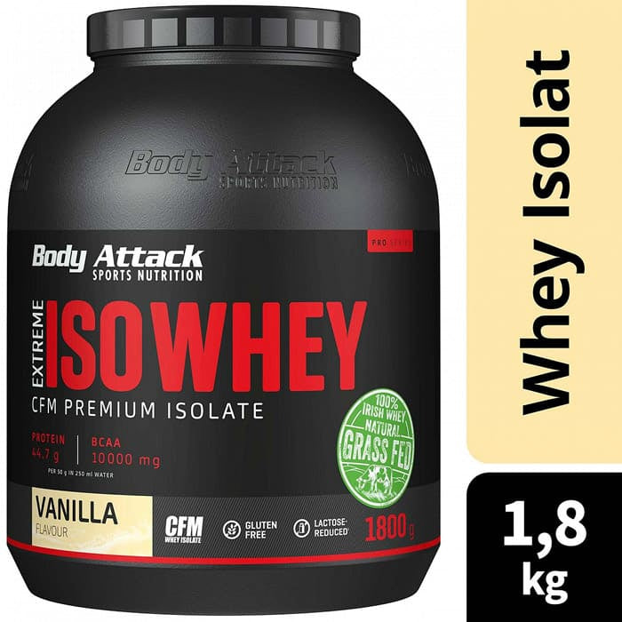 Body Attack Iso Whey Protein Vanille – glutenfrei – 1,8 kg