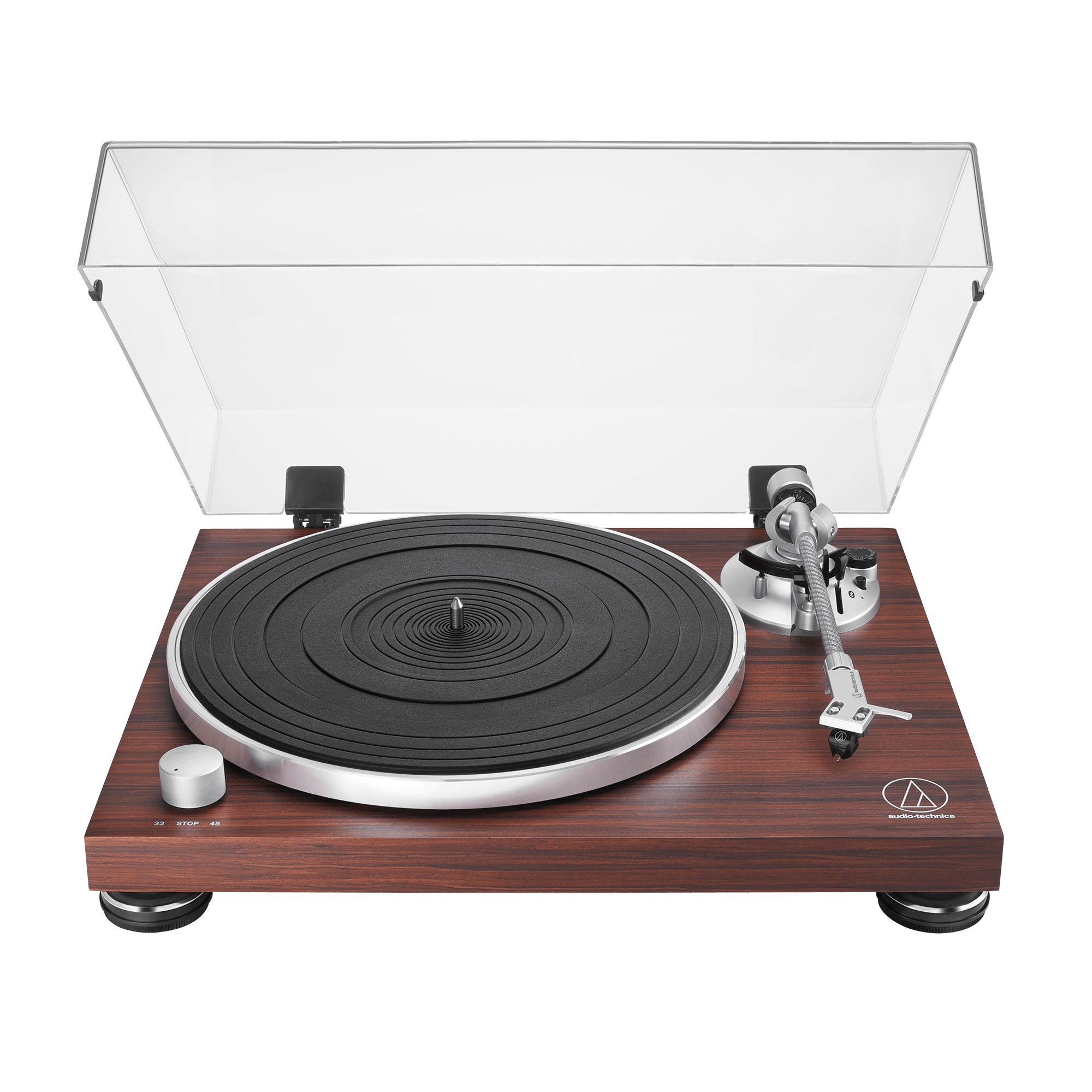 Audio-Technica AT-LPW50BT – Plattenspieler (Riemenantrieb, manuell), Bluetooth, Phono-Vorverstärker, 33⅓/45 – Braun