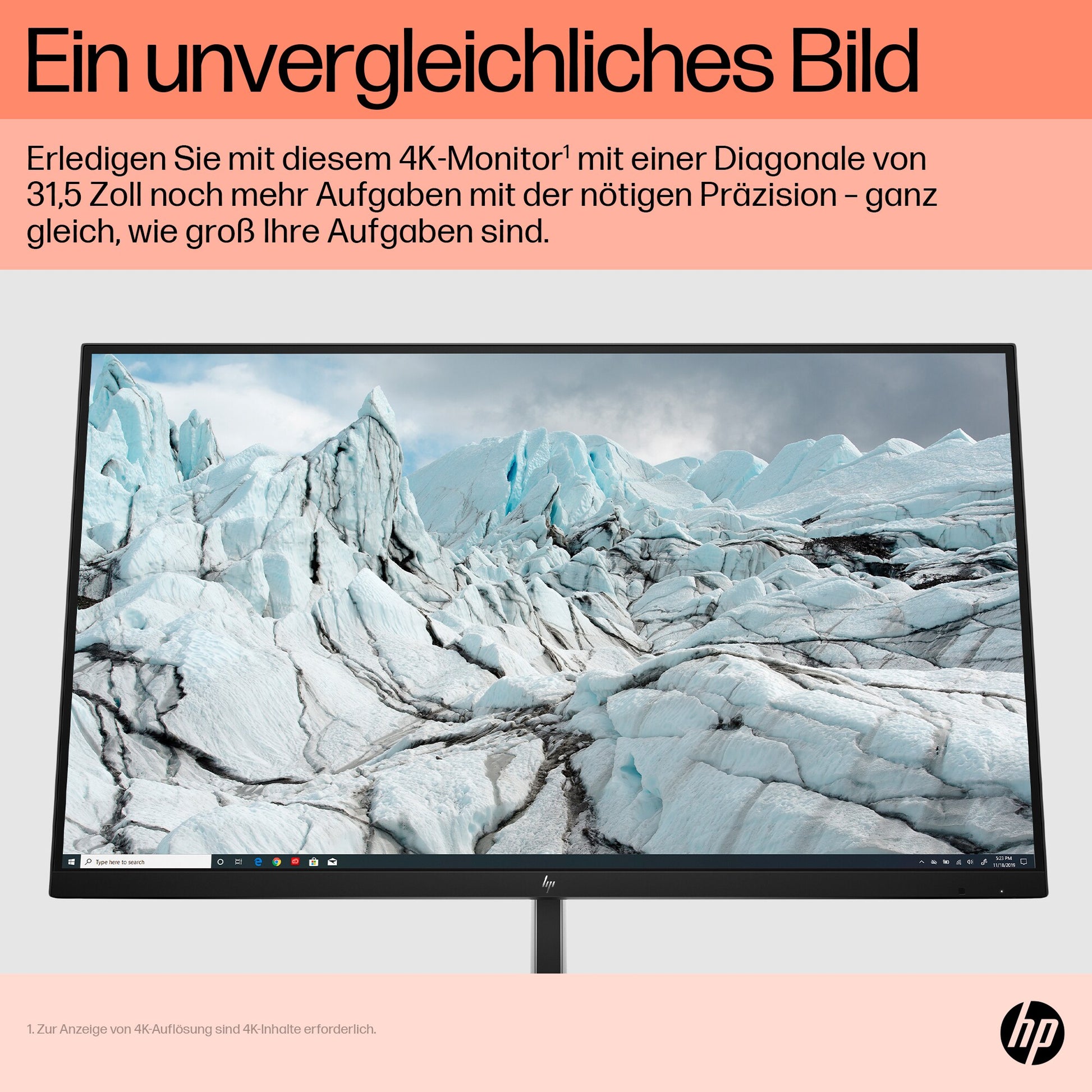 HP E32K G5 – Monitor, 31,5" 4K UHD (3840 × 2160), IPS, 60 Hz, 350 cd/m², USB-C, VESA 100 × 100, Schwarz