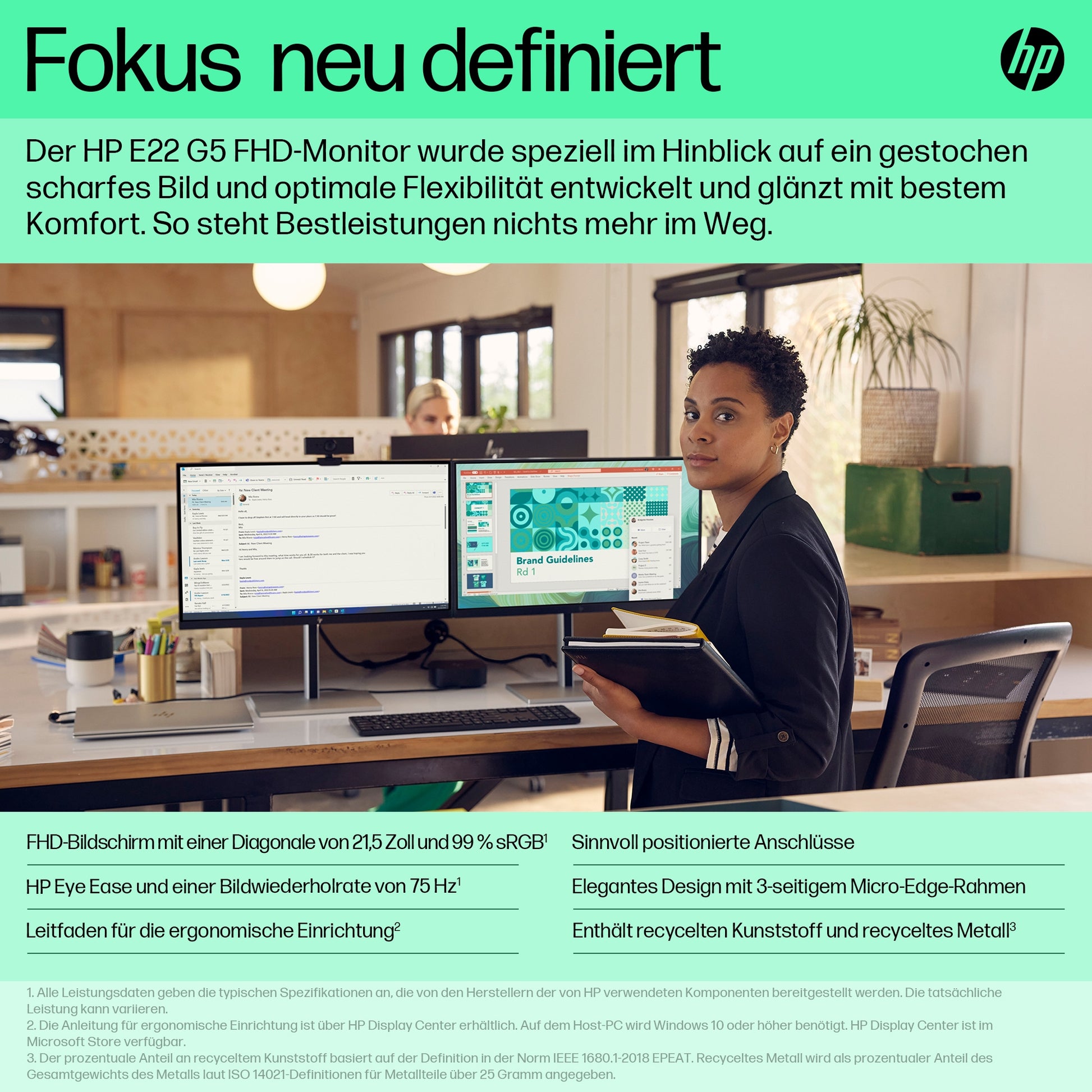 HP E22 G5 (6N4E8AA#ABB) – 21,5", 1920 × 1080 (Full HD), IPS