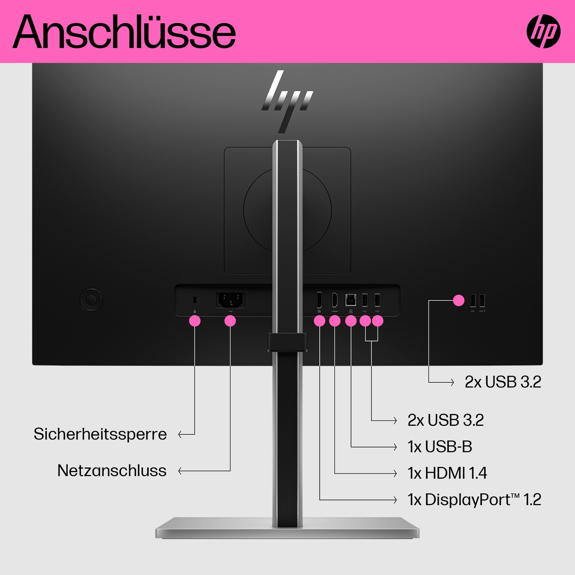 HP E24t G5 – Monitor, 23,8" 1920 × 1080 (Full HD), IPS, Touch, 75 Hz, 300 cd/m², VESA 100 × 100, Schwarz