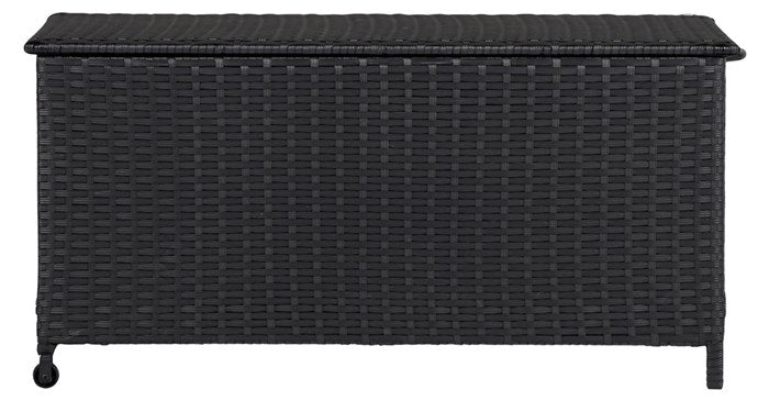 Schou SIEGER Aufbewahrungsbox 461 l (mit Deckel) – Rattan/Metall – Schwarz – mit Rollen, mit Griff