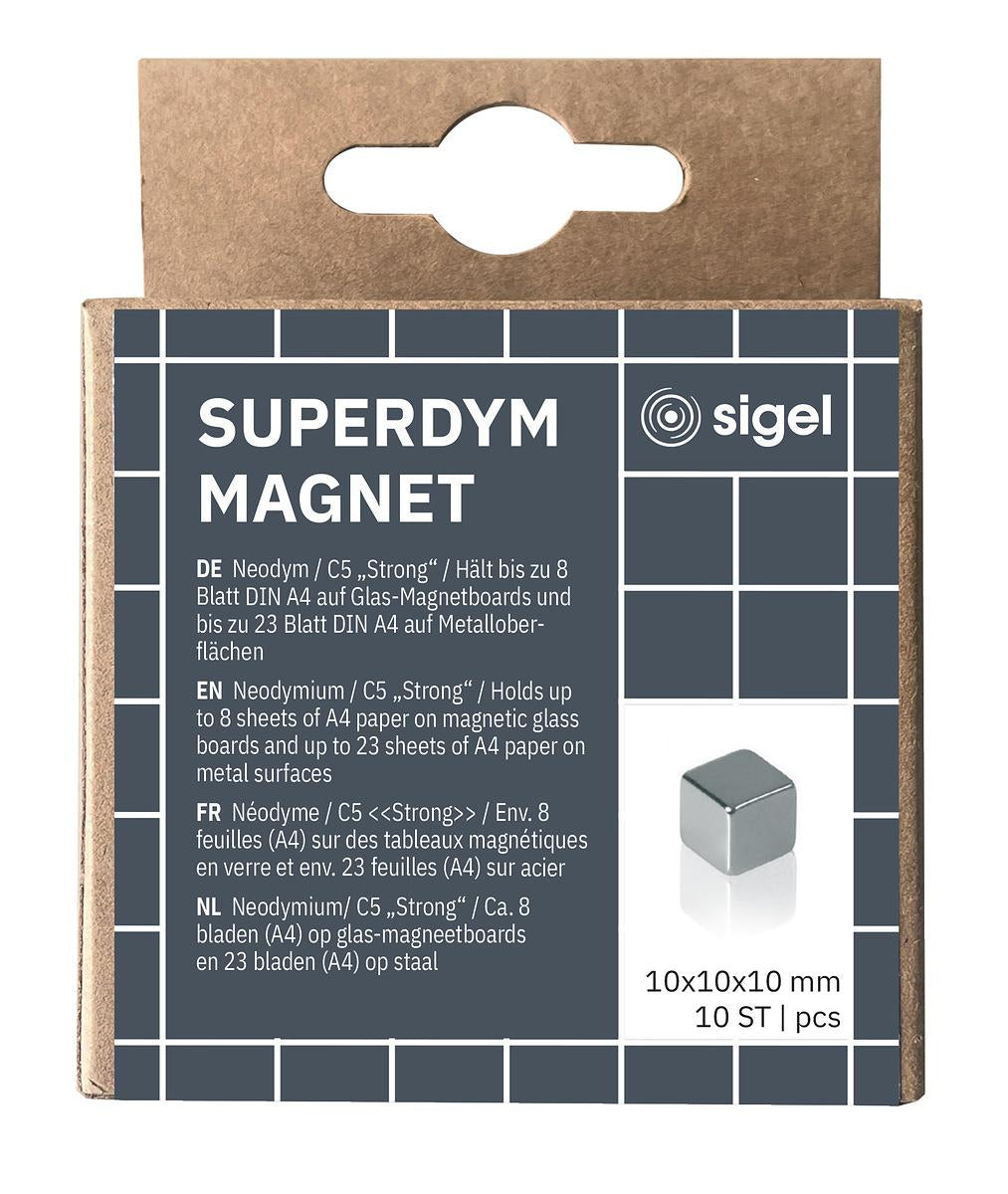 Sigel Magnetwürfel – Silber – 10 × 10 × 10 mm, 10 Stück, Stahl