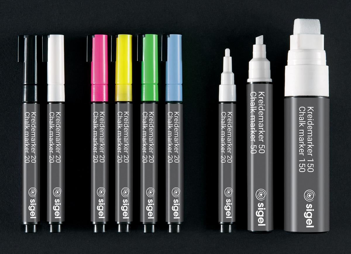 Sigel BA177 Kreidemarker – Rund 1–2 mm – 2er-Set, Schwarz