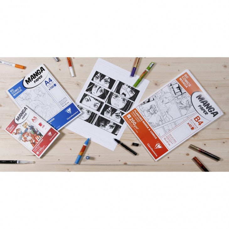 Clairefontaine Skizzenblock Manga Illustrationen – A3 – 100 g/m² – 50 Blatt – für Tinte & Tusche – Kunstpapier