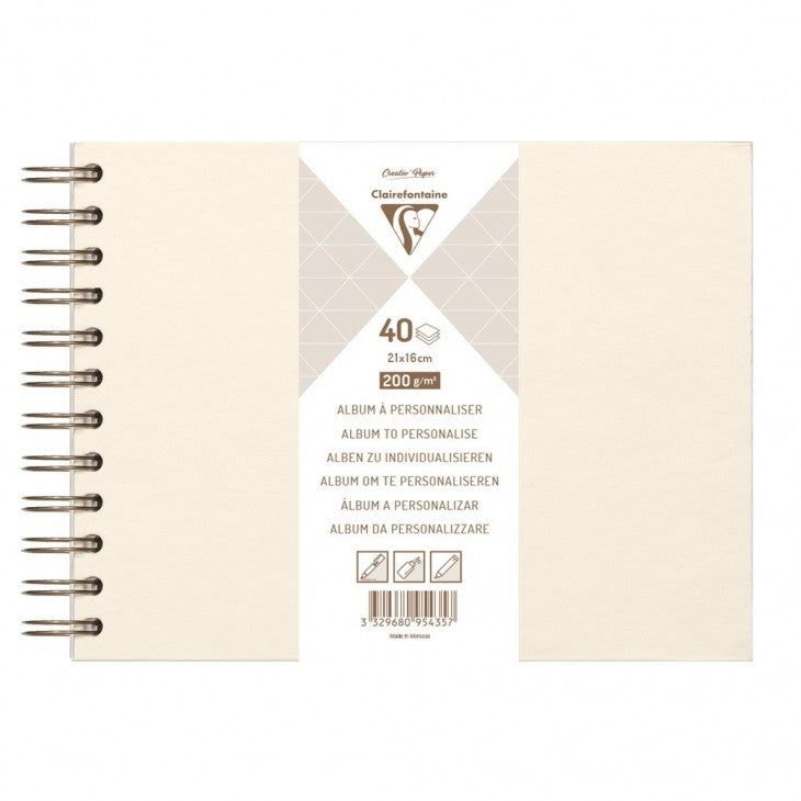 Clairefontaine Notizbuch – 210 × 160 mm – blanko – 80 Seiten – 200 g/m² – Spiralbindung, elfenbein
