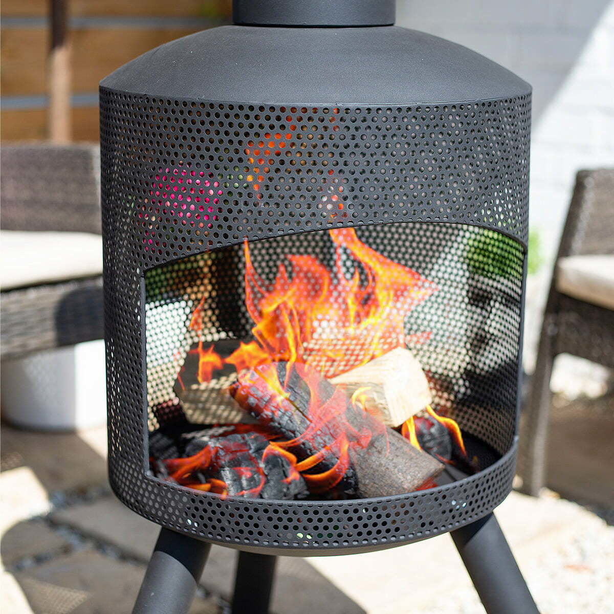La Hacienda Santana Feuerschale – Ø 58 × 115 cm – Stahl, schwarz