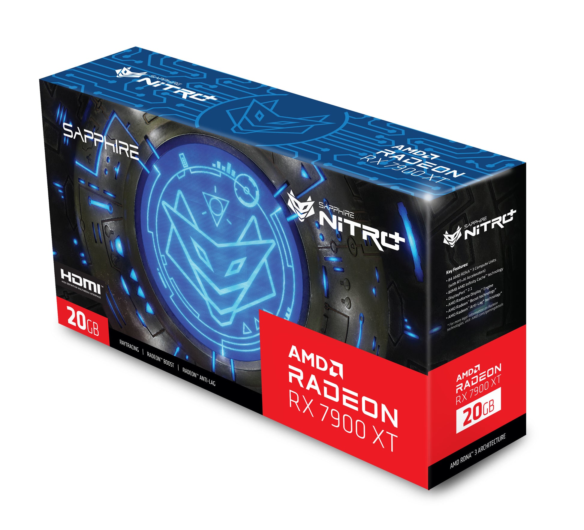 Sapphire NITRO+ RX 7900 XT 20 GB – PCIe Grafikkarte – 2×HDMI, 2×DisplayPort, PCIe x16 4.0, 3×8‑pin