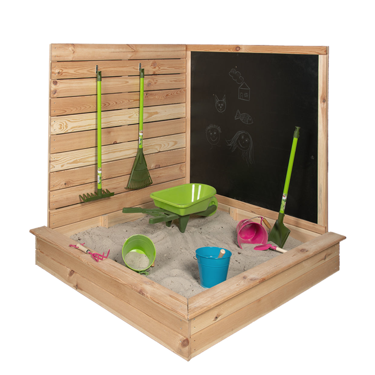 Esschert Design Sandkasten – quadratisch – 115,5 × 114,7 × 115,5 cm – Kiefernholz/MDF – ab 3 J. – braun
