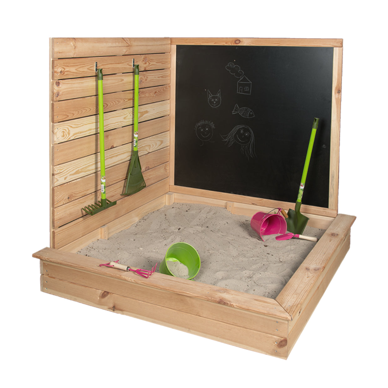 Esschert Design Sandkasten – quadratisch – 115,5 × 114,7 × 115,5 cm – Kiefernholz/MDF – ab 3 J. – braun