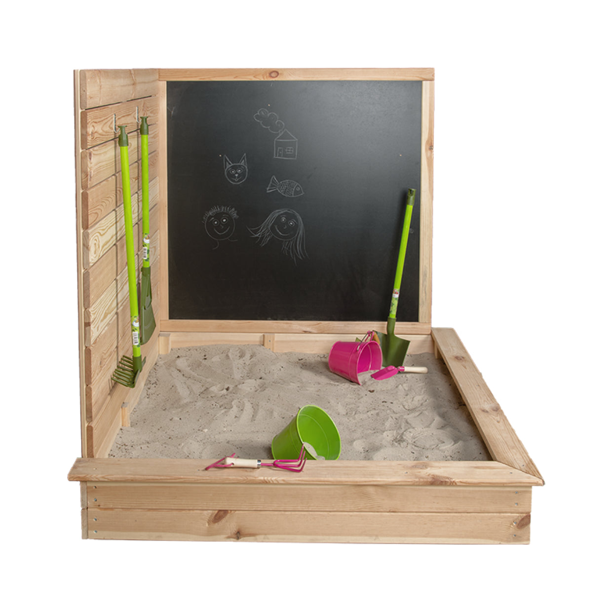 Esschert Design Sandkasten – quadratisch – 115,5 × 114,7 × 115,5 cm – Kiefernholz/MDF – ab 3 J. – braun