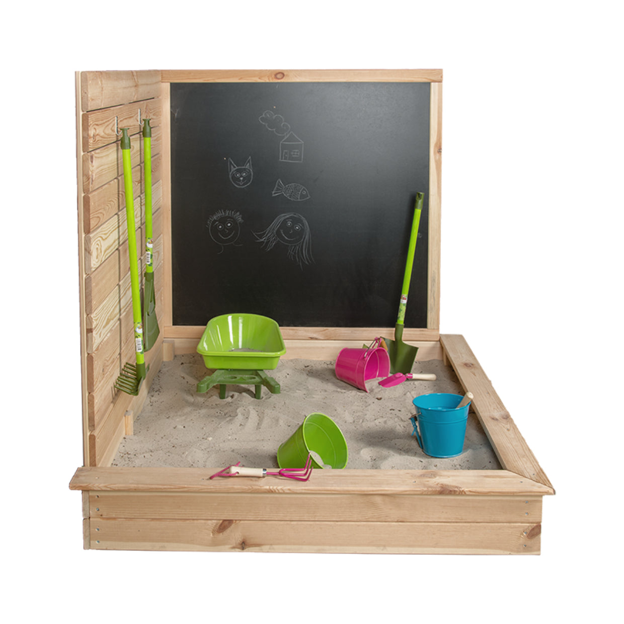 Esschert Design Sandkasten – quadratisch – 115,5 × 114,7 × 115,5 cm – Kiefernholz/MDF – ab 3 J. – braun