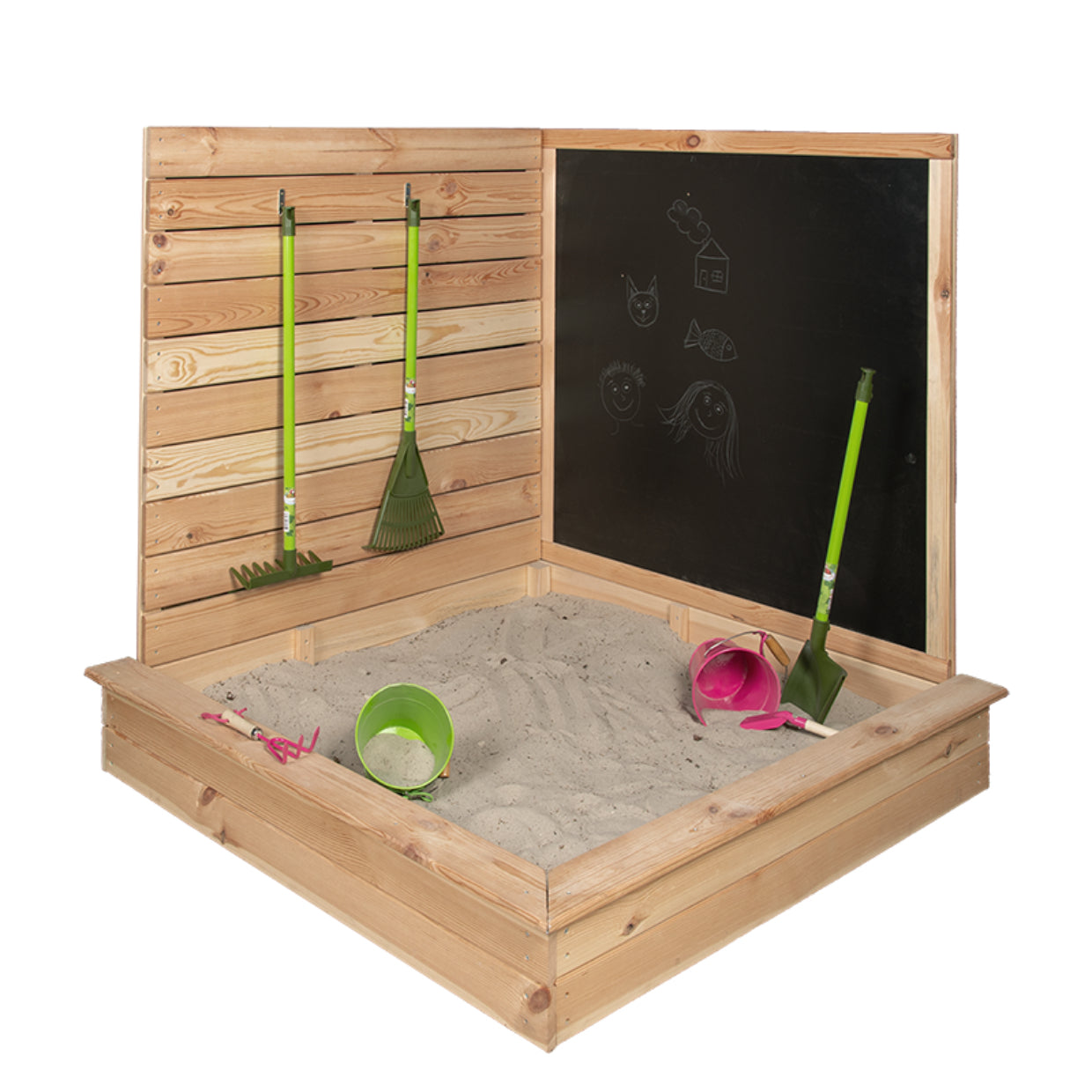 Esschert Design Sandkasten – quadratisch – 115,5 × 114,7 × 115,5 cm – Kiefernholz/MDF – ab 3 J. – braun