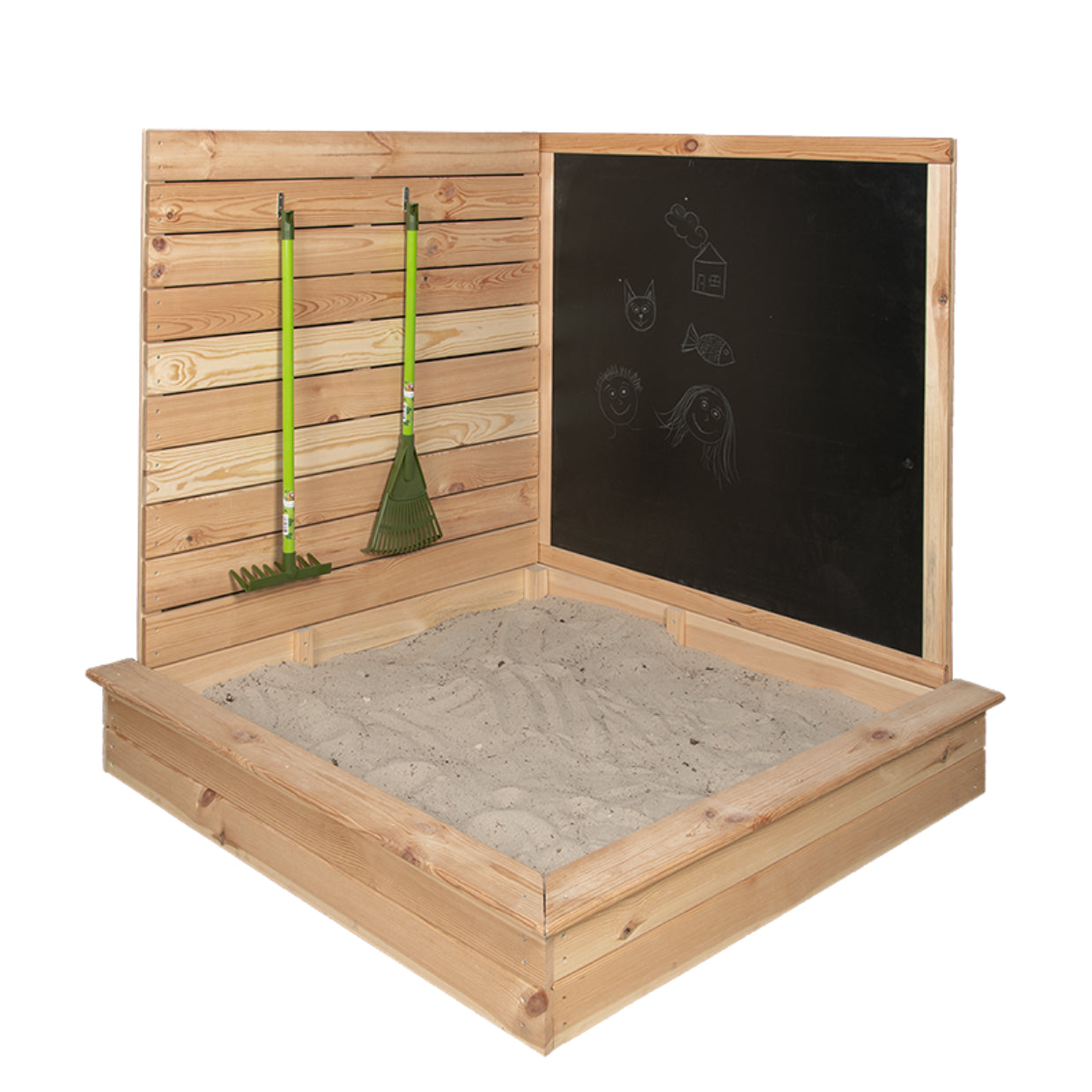 Esschert Design Sandkasten – quadratisch – 115,5 × 114,7 × 115,5 cm – Kiefernholz/MDF – ab 3 J. – braun