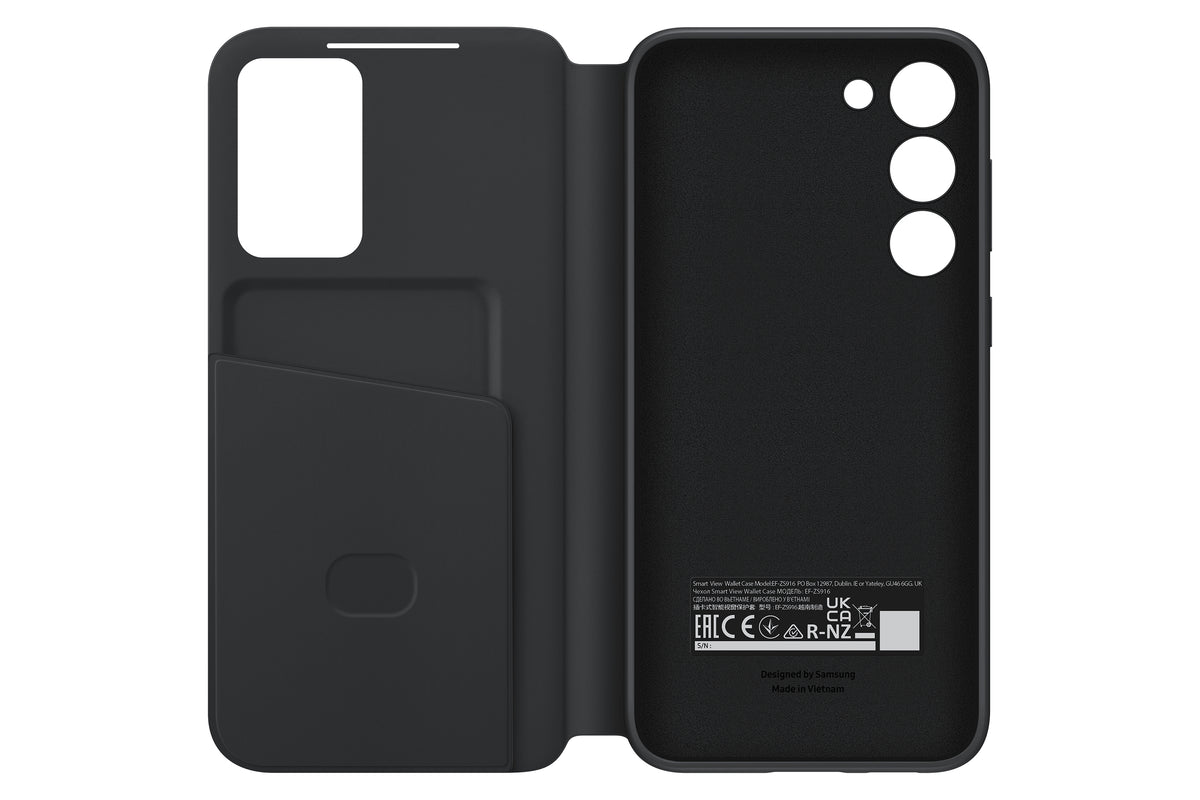 Samsung Clear View Folio – für Samsung Galaxy S23+, 1 Kartenfach, Schwarz, interaktives Fenster