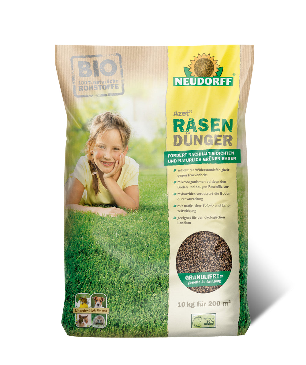 Neudorff Rasendünger, Azet, 20 kg, Granulat, Bio – für Rasen – 1 Tasche