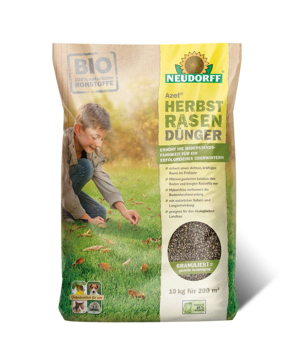 Neudorff Dünger Herbst-Rasendünger, Azet, 10 kg, Granulat, organisch, Bio – 1 Stück